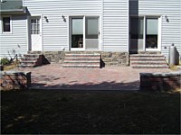 Patio With Sitting Walls & Stone Veneer